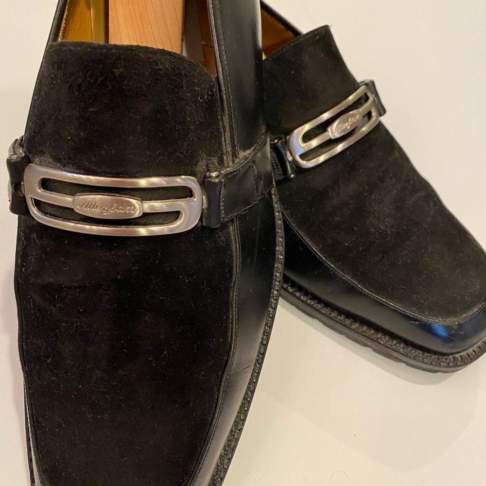 Mezalan black leather and suede loafers